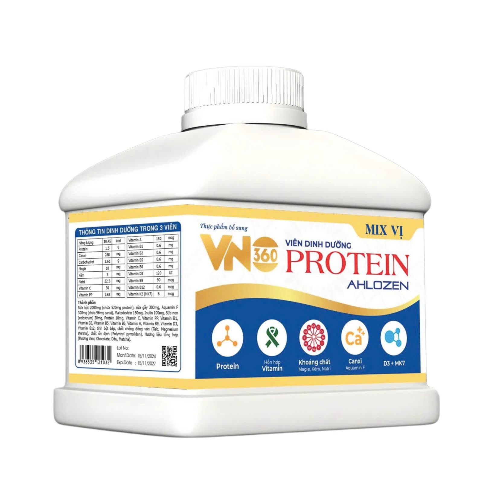 Viên dinh dưỡng Protein thuần chay Mix vị 120v